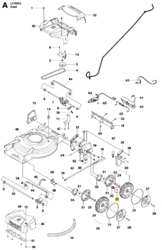Pierścień blokujący kosiarki LC 53E Husqvarna, metalowy, okrągły, z wyraźnymi otworami mocującymi. Ujęcie frontalne, element leżący płasko na białym tle, łatwy do zidentyfikowania. Idealny do mocowania w kosiarkach.