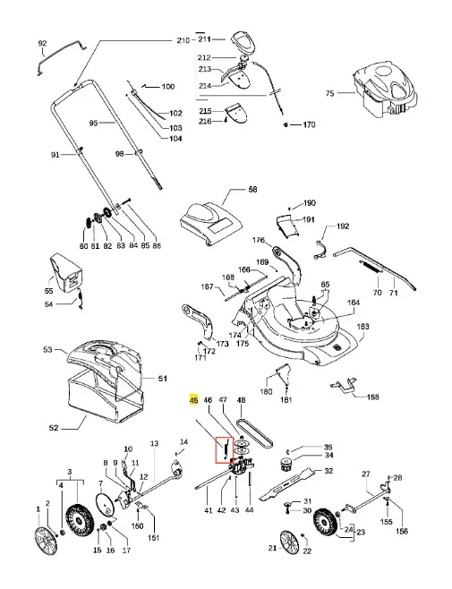 Sprężyna kosiarki LC 351V Husqvarna, metalowa, ciemnoszara. Zbliżenie na detal, z boku, ukazuje mocowania. Produkt leży poziomo na jasnym tle, idealny do wymiany w urządzeniu. Widoczne precyzyjne wymiary i kształt sprężyny.