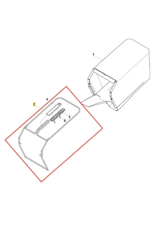 Rama kosiarki LC 347VE Husqvarna w widoku frontalnym, z boku, z otwartym dostępem. Materiał metalowy, prostokątny kształt, widoczne elementy mocujące. Detal z wbudowanymi komponentami, w tym nierdzewnymi śrubami. Na jednolitym tle.