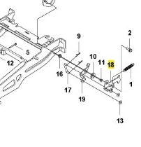 Rider RC318T Husqvarna, ciemnoszara metalowa konstrukcja z pozłacanymi detalami, widok boku, widoczne mechanizmy i mocowania z numerami komponentów na schemacie.