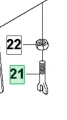 Wahadło ridera R213C Husqvarna, widok frontalny, zbliżenie na elementy mocujące. Widoczne numery części 21 i 22. Część o metalicznym wykończeniu z gwintem, uzbrojenie z otworem. Prosta grafika techniczna, czarne na białym tle.