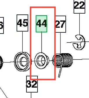 Tuleja wykaszarki 253RJ Husqvarna, okrągły element z tworzywa sztucznego, o gładkiej teksturze. Widoczny w diagramie części, z otworem w centrum. Pozycjonowany pomiędzy innymi komponentami. Prosta grafika na jednolitym tle.