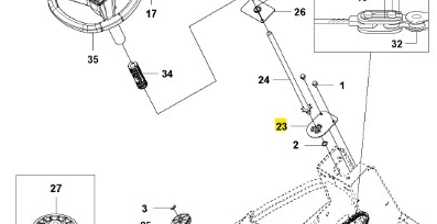 Metalowy, czarny wspornik ridera RC318T Husqvarna z oznaczeniami numerów części, widok z boku z mocowaniami, na schemacie z detalami montażowymi.