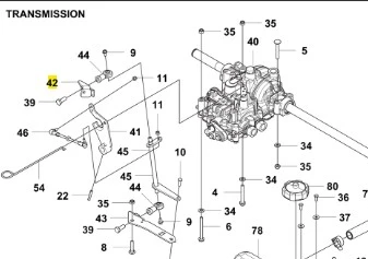 Wspornik ridera RC320T Husqvarna w kolorze czarnym, montowany w systemie, z metalowym wykończeniem. Widoczne elementy mocujące i detale konstrukcyjne. Produkt pokazany w perspektywie technicznej, z diagramem umiejscowienia w układzie.