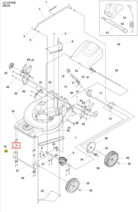 Tuleja kosiarki LC 551VQ Husqvarna, metalowa, cylindryczna, w kolorze czarnym. Ujęcie z boku, widoczna otwarta konstrukcja. Element mocujący, istotny dla montażu kosiarki. Prosta biała tło.