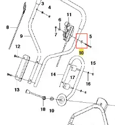 Podkładka do kosiarki WB 53S e Husqvarna. Widok z góry, ukazujący metalową konstrukcję w kolorze szarym, z etykietą ze szczegółami modelu. Elementy są ułożone w sposób umożliwiający identyfikację poszczególnych części.