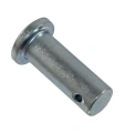Metalowy element łączący, cylindryczny kształt, z otworem i lekko wypukłym końcem. Powierzchnia gładka, matowa, wykonany z metalu. Widoczny z boku, leżący na białym tle. Idealny do sprzętu ogrodniczego, w tym odśnieżarek Husqvarna.