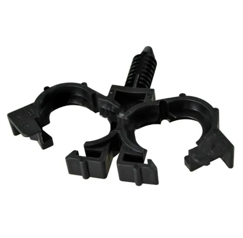 Zacisk odśnieżarki ST 330 Husqvarna w kolorze czarnym, wykonany z tworzywa sztucznego. Produkt stojący, widoczny z góry, z wyraźnym mocowaniem w formie gwintu oraz otworami na uchwyty. Detal odpowiada za stabilizację odśnieżarki.