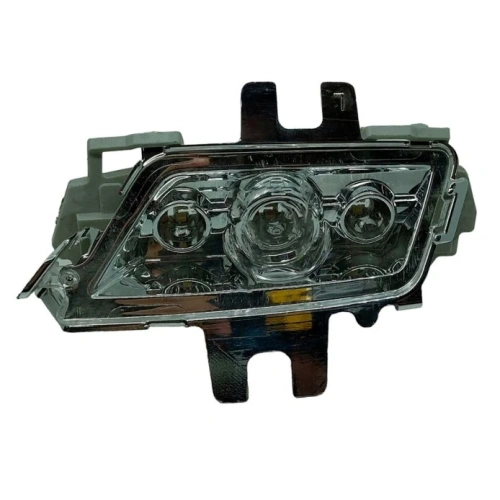 Światło LED do Husqvarna ST 330 z przezroczystą osłoną, trzema soczewkami, metalową ramką i złączami. Zdjęcie z przodu, na jednolitym tle podkreślającym detale i mocowania.