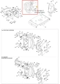 Silnik odśnieżarki ST 330 Husqvarna z przodu, ciemnoszary metalowy, z widocznymi detalami, elementami mocującymi i oznaczeniami numerycznymi, na jednolitym tle dla łatwej identyfikacji.