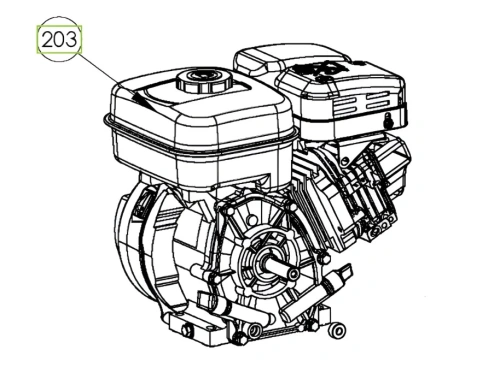 Silnik r210 wertykulatora S 500 PRO Husqvarna, widoczny z boku, prezentuje dwie obszerne osłony w kolorze szarym. Z przodu są widoczne elementy mocujące oraz wałek, służący do napędu. Silnik ma charakterystyczną, teksturowaną obudowę.