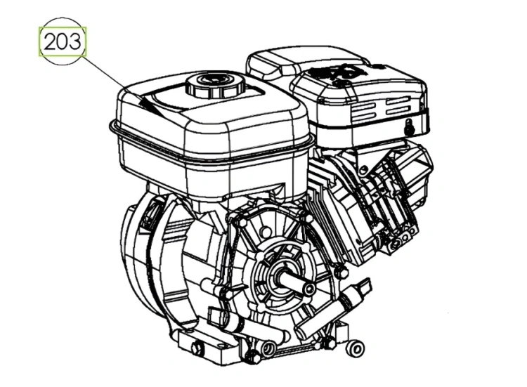 Silnik r210 wertykulatora S 500 PRO Husqvarna, widoczny z boku, prezentuje dwie obszerne osłony w kolorze szarym. Z przodu są widoczne elementy mocujące oraz wałek, służący do napędu. Silnik ma charakterystyczną, teksturowaną obudowę.