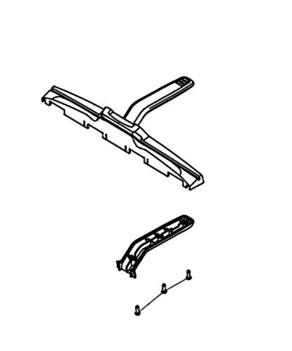 Uchwyt wertykulatora Husqvarna S 138i bez akumulatora i ładowarki, czarny, z ergonomiczną rączką. Leżący prostokąt z trzema mocowaniami, częściowo widoczne akcesoria montażowe.