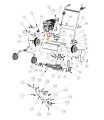Metalowa nakrętka wertykulatora S 500 PRO Husqvarna z gwintem i numeracją, z wyraźnymi oznaczeniami do montażu, na tle schematu technicznego urządzenia.