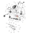 Nakrętka M10 wertykulatora S 500 PRO Husqvarna, metalowa, o sześciokątnej głowicy. Ekspozycja frontalna, z zaawansowanym montażem. Widoczna oznaczenie gwint: M10. Tło proste, białe, umożliwia wyraźne dostrzeganie detali.