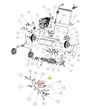 Koło pasowe wertykulatora S 500 PRO Husqvarna, metalowe, okrągłe, z widocznym gniazdem, umieszczone w złożonej konstrukcji mechanizmu. Ujęcie z boku, pokazujące detale mocowania oraz otwory na śruby. Tło proste, białe.