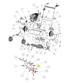 Śruba wertykulatora S 500 PRO Husqvarna, metalowa, spiralny gwint, dł. ok. 5 cm, pozioma na rysunku technicznym, z widocznym numerem katalogowym. Do wymiany w sprzęcie ogrodowym.