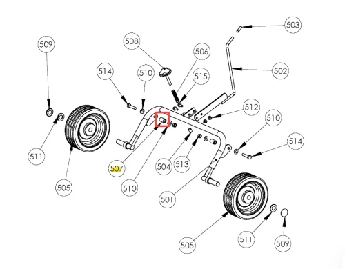 Dystans łączników wertykulatora S 500 PRO Husqvarna, metalowy element w kolorze szarym o prostokątnym kształcie, widoczny z boku. Pasuje do systemu montażowego, zestaw złożony z innych części, przedstawionych w schemacie.