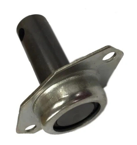 Metalowe łożysko kulkowe do odśnieżarki Husqvarna ST 230P, z otworami montażowymi, okrągłą dolną częścią, długość około 10 cm, ujęcie frontalne na jednolitym tle.