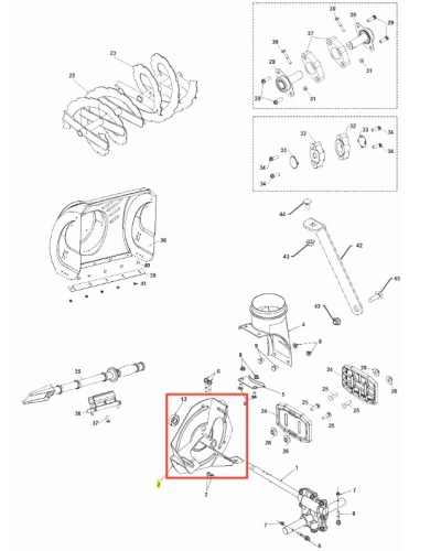 Czarny wirnik odśnieżarki ST 230P Husqvarna z tworzywa, o anatomicznym kształcie, widoczny z boku w pozycji stojącej, z otworami mocującymi i teksturą, na tle białej ramy.