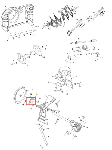 Łożysko odśnieżarki ST 327P Husqvarna, metalowe, w kolorze srebrnym, okrągłe z rowkiem montażowym. Ujęcie z boku, w detalu, pokazujące mocowanie. Produkt przeznaczony do osprzętu odśnieżarki, zapewniający płynność ruchu wirnika.
