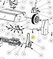 Rysunek techniczny siekiery wertykulatora S 500 PRO Husqvarna, z wyraźnymi numerami części. Widoczny ruchomy element, osprzęt oraz kółko. Białe tło ułatwia identyfikację detali. Brak dodatkowych elementów dekoracyjnych lub napisów.