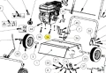 Nakrętka wertykulatora S 500 PRO Husqvarna, metalowa, w kształcie cylindrycznym, umiejscowiona na schemacie części maszyny. Widoczna w centralnej części rysunku, bez dodatkowych detali, otoczona innymi elementami sprzętu ogrodowego.