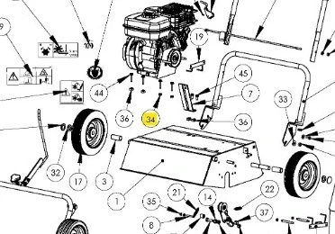 Nakrętka wertykulatora S 500 PRO Husqvarna, metalowa, w kształcie cylindrycznym, umiejscowiona na schemacie części maszyny. Widoczna w centralnej części rysunku, bez dodatkowych detali, otoczona innymi elementami sprzętu ogrodowego.