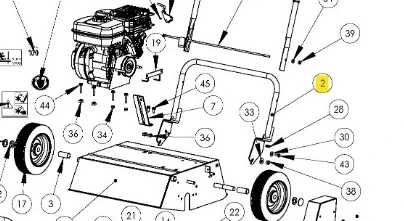 Szary metalowy wspornik wertykulatora S 500 PRO Husqvarna, prostokątny, pionowy, z oznaczeniami numerów części i miejscami montażu akcesoriów.