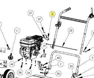 Dźwignia wertykulatora S 500 PRO Husqvarna w kolorze metalicznym, z wyraźnym logo. Ujęcie z boku, pokazujące zamontowaną dźwignię w kontekście mechanizmu wertykulatora. Produkt nowy, bez akcesoriów, z czytelnymi elementami montażowymi.