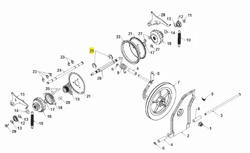 Metalowy pierścień ustalający do odśnieżarki ST 330 Husqvarna, okrągły, gładki, widoczny wraz z innymi częściami, ułożony płasko w ilustracji podzielonej na sekcje.