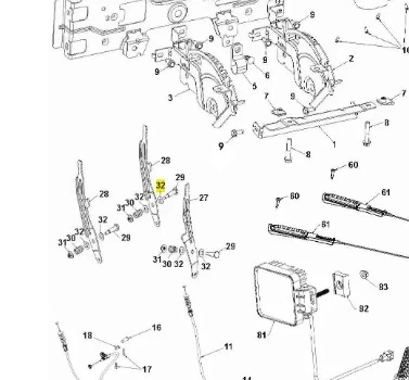 Metalowa, prostokątna podkładka do odśnieżarki ST 330 Husqvarna z otworami montażowymi, oznaczeniami części i widokiem schematu w tle.