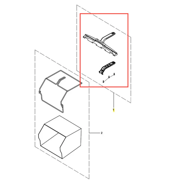 Uchwyt zestawu wertykulatora Model S 138i bez akumulatora i ładowarki Husqvarna. Zbliżenie na element uchwytu, z metalowym wykończeniem i ergonomicznym kształtem. Widoczne mocowania do montażu. Element widoczny na białym tle.