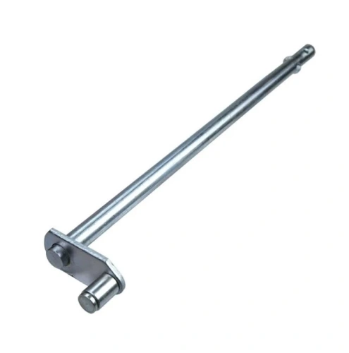 Trzonek odśnieżarki ST 327P Husqvarna z metalowym wykończeniem, prosty, wydłużony, z mocowaniem u podstawy. Widoczny detal łączenia oraz otwór montażowy na końcu. Produkt przedstawiony w ujęciu z boku na białym tle.