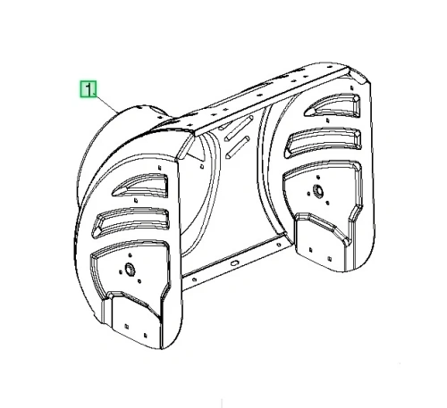 Szara obudowa do odśnieżarki Husqvarna ST 424, leżąca, z ergonomicznymi wycięciami i otworami mocującymi, widok z boku ukazujący szczegóły kształtu i bezpieczeństwa użytkowania.