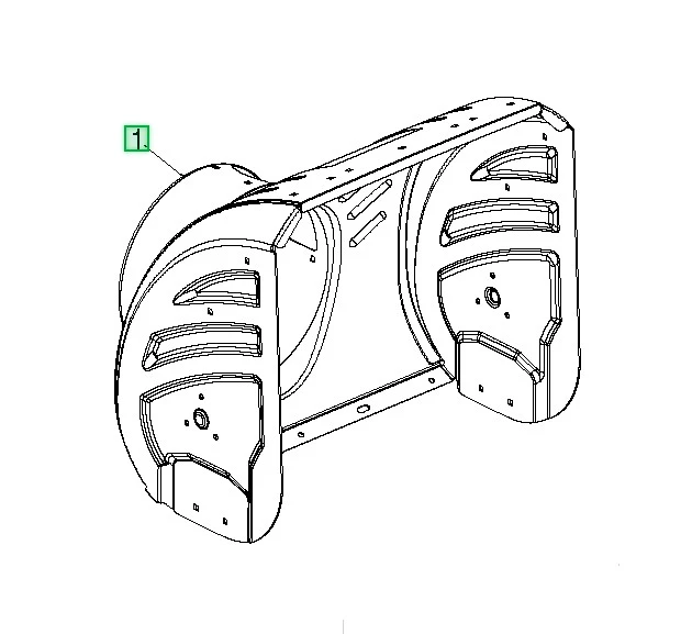 Szara obudowa do odśnieżarki Husqvarna ST 424, leżąca, z ergonomicznymi wycięciami i otworami mocującymi, widok z boku ukazujący szczegóły kształtu i bezpieczeństwa użytkowania.