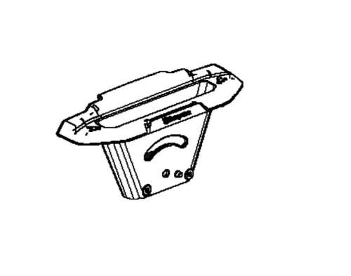 Wspornik odśnieżarki ST 430 Husqvarna w kolorze szaro-czarnym, z wyraźnymi otworami montażowymi. Ujęcie z lekkiego kąta, ukazujące model frontalnie. Elementy konstrukcyjne mają prostokątny kształt, z widoczną rączką do uchwytu.