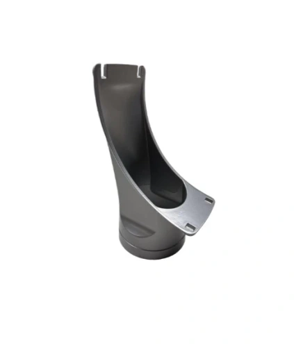 Zsyp odśnieżarki ST 430 Husqvarna w kolorze szarym, stojący, z płynnymi konturami. Wyposażony w otwór na górze i szeroką podstawę. Z przodu widoczne umiejscowienie mocowania. Powierzchnia matowa, bez dodatkowych oznaczeń.