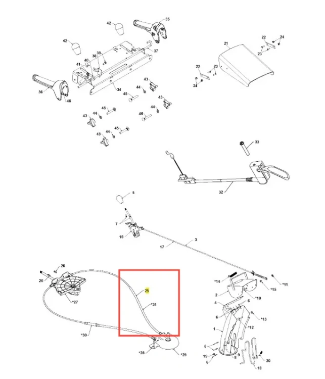 Czarna dźwignia odśnieżarki Husqvarna ST 327P z metalowymi elementami, ergonomicznym uchwytem i oznaczeniem modelu. Prosta konstrukcja na białym tle dla lepszej widoczności.