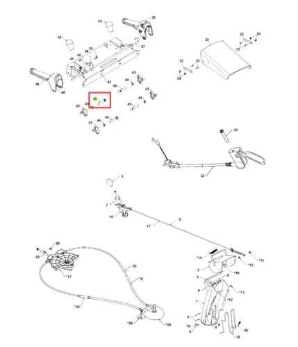 Śruba do odśnieżarki ST 327P Husqvarna, metalowa, o prostokątnym kształcie. Ujęcie frontalne, ukazuje szczegóły gwintu. W tle widoczne inne elementy konstrukcyjne odśnieżarki. Produkt nowy, nieużywany, na jednolitym tle.