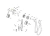 Tuleja odśnieżarki ST 327P Husqvarna widziana z góry, rozłożona. Metalowe, okrągłe elementy w różnych rozmiarach, szare, z wyraźnymi oznaczeniami i technicznymi detalami montażowymi.