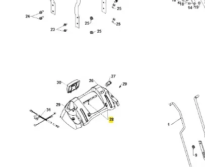 Śruba odśnieżarki ST 327P Husqvarna, metalowa, z gwintem, umieszczona na technicznym schemacie. Widoczna z góry, otoczona innymi elementami montażowymi. Kolor srebrny, z wyraźnym oznaczeniem numeru katalogowego.