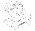 Metalowa, srebrna nakrętka do odśnieżarki Husqvarna ST 430, okrągła, z precyzyjnymi otworami. Produkt leży na płaskiej powierzchni, na neutralnym tle, eksponując detale.