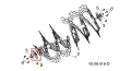 Fragment podpórki odśnieżarki ST 427T Husqvarna; widok z boku, ukazujący element mocujący w detalach. Nowoczesny kształt, wykonanie z metalu z widocznymi zębami. Numer identyfikacyjny 05.09.019-D. Tło jest proste, białe.