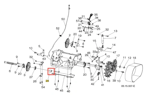 Metalowy element odległościowy do odśnieżarki ST 427T Husqvarna w kształcie sześciokąta z czytelnymi oznaczeniami, na białym tle, otoczony innymi częściami mechanicznymi, widoczny szczegółowo.