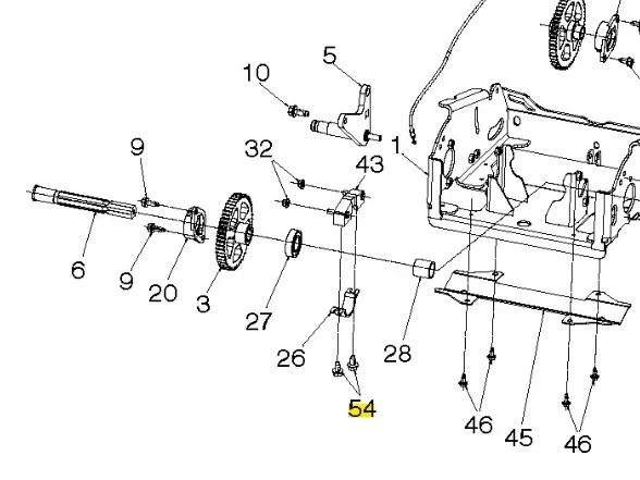 Metalowa śruba do odśnieżarki ST 427T Husqvarna, 20 mm, z gwintem, ułożona poziomo na jasnym tle, widoczne oznaczenia. Montowana w mechanizmach urządzenia.