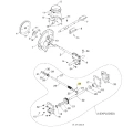 Klin odśnieżarki ST 276EP Husqvarna, widoczny z góry w położeniu poziomym. Element metalowy w kształcie prostokąta, z wyraźnymi otworami na mocowania. Oznaczenie produktu jest widoczne na boku. Tło szare, co podkreśla szczegóły produktu.