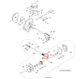 Schemat odśnieżarki ST 276EP Husqvarna z widokiem z góry, z oznaczonymi elementami. Element 25 to mocowanie ze śrubami. Widoczne detale mechaniczne na jasnym tle, skupione na szczegółach.