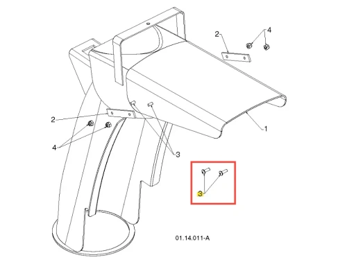 Mała, metalowa śruba do odśnieżarki Husqvarna ST 276EP, cylindryczna, z gwintem i gładką główką, widoczna obok obudowy na białym tle. Numer katalogowy w rogu.