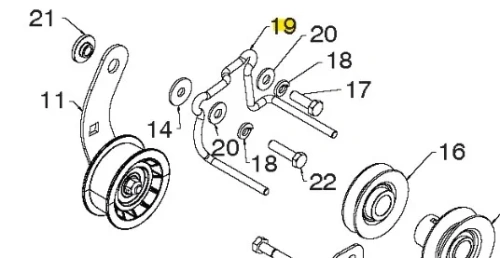 Wizualizacja części prowadnika odśnieżarki ST 261E Husqvarna, widok boczny z kołem szprychowym, metalowymi ramionami i rurkami na białym tle, oznaczone numerami, w stanie nowym, do montażu.
